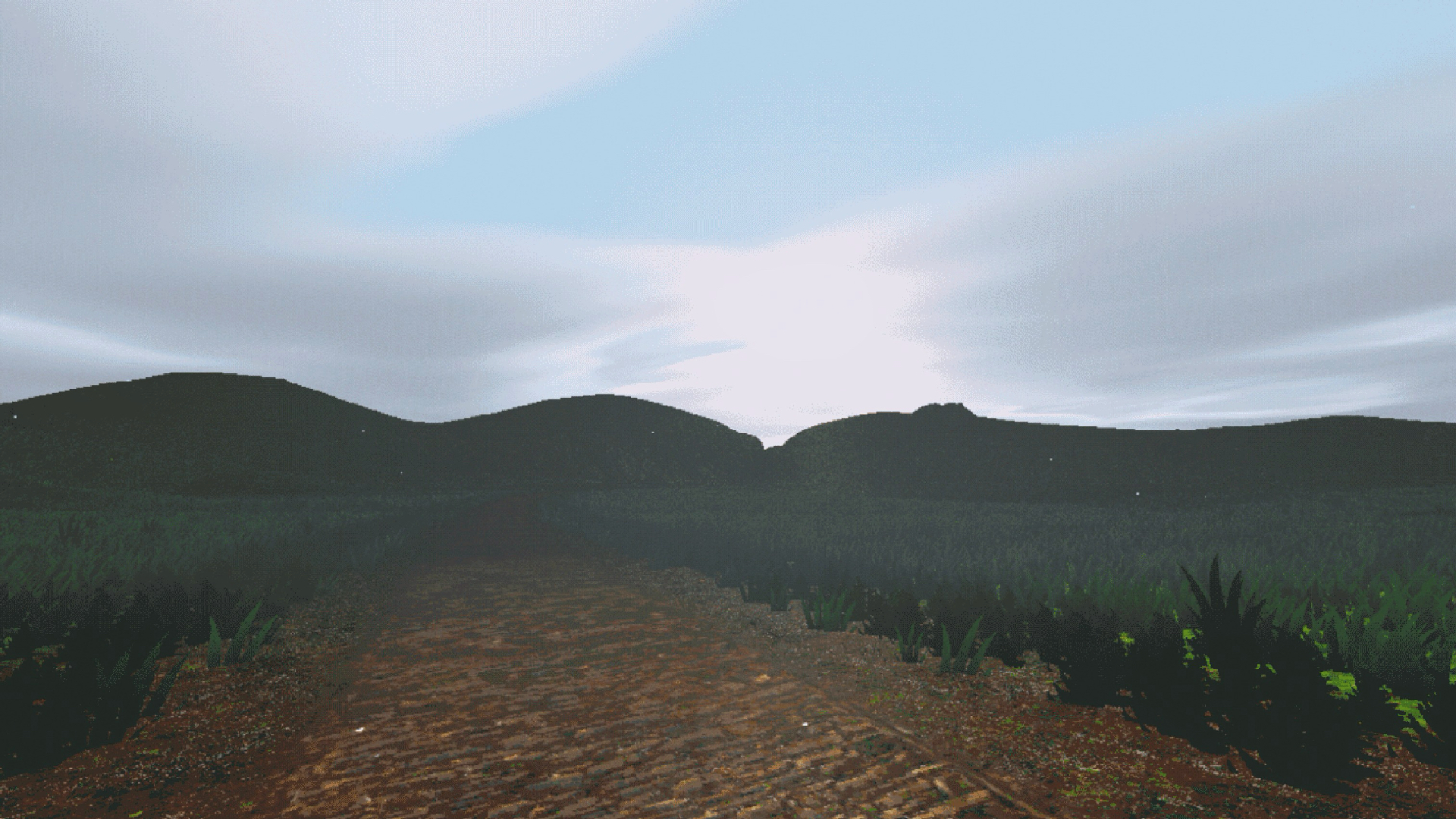 Game screenshot: sunrise landscape